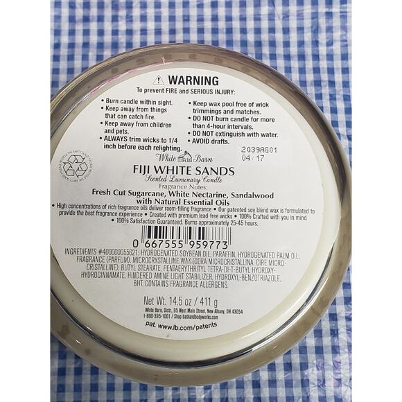 BBW Fiji White Sands Large 3 Wick Candle w. Decorative Lid Home Fragrance Decor - Picture 2 of 2